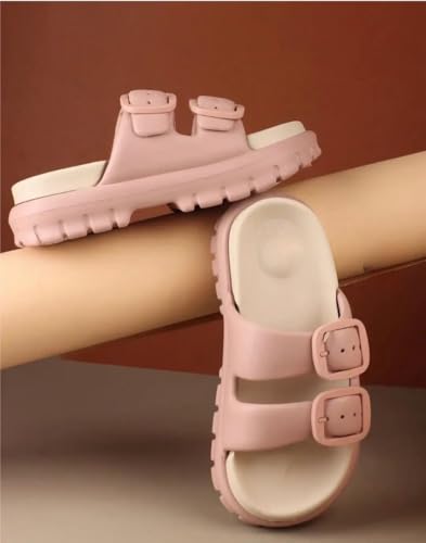 Image of Slipper for Women Men Flip Flop Double Buckle Pillow Sliders EVA Flat Sandals for Girls Boys Soft Open Toe Non Slip Platform Bedroom Outdoor Slippers