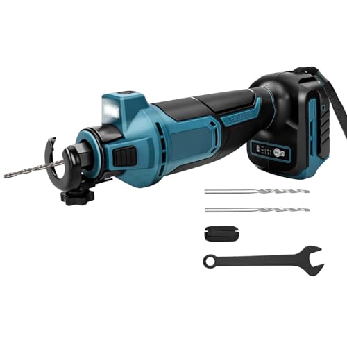 Fresadora de Corte Inalámbrica compatible con Ma-kita 18 V Batería, Cortador Rotativo con Batería, 3 Velocidades 20000/25000/30000 rpm, Luz LED, Profundidad Ajustable(Pilas no incluidas)