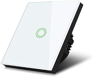 Maclean MCE710W Profesjonalny Pojedynczy Dotykowy Włącznik LED Schodowy Krzyżowy, Uniwersalny Biały Panel, Elegancki Włącznik Światła z Szkła Hartowanego, Podświetlany Dotykowy Przycisk