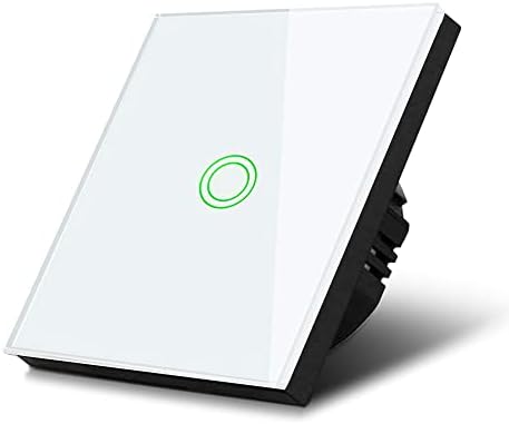 Maclean MCE710W Profesjonalny Pojedynczy Dotykowy Włącznik LED Schodowy Krzyżowy, Uniwersalny Biały Panel, Elegancki Włącznik Światła z Szkła Hartowanego, Podświetlany Dotykowy Przycisk