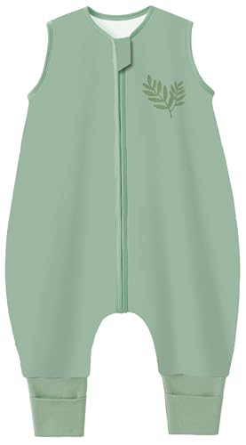 Image of Chilsuessy Toddler Sleep Sack with Feet 2-3 T, 0.5 TOG Cotton Baby Wearable Blanket with Legs, Sleep Bag Walker with 2-Way Zipper, Dark Green