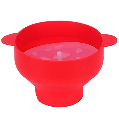 Bol de Palomitas de Silicona Plegable con Tapa y Asa, Accesorio de Cocina Verde, Resistentes Altas y Bajas Temperaturas - Seguro y Duradero, Fácil Limpieza, Ideal para Hacer (Con asa - Rojo nuevo)