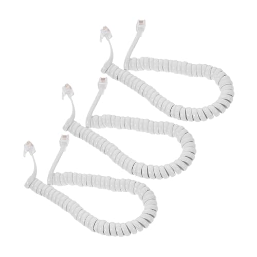 TEHAUX 3pcs Coiled Telephone Cord Durable Tangle Receiver Coil Wire Stretchable Spring Design for Landline Phones Setup Tangle