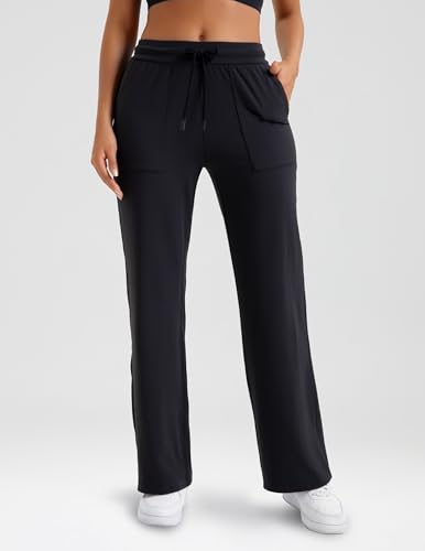 Colorfulkoala Dreamlux Wide Leg Pants Women Lounge High Waisted Work Pants with Pockets 27.5"/30.5"4
