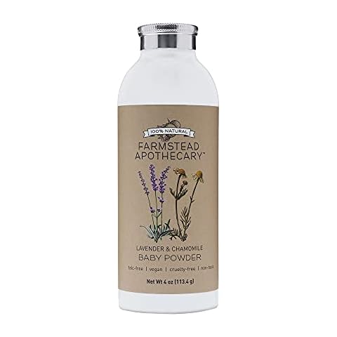 Farmstead Apothecary 100% Natural Baby Powder (Talc-Free) with Organic Tapioca Starch, Organic Chamomile Flowers, Organic Calendula Flowers, Lavender & Chamomile 4 oz Cover