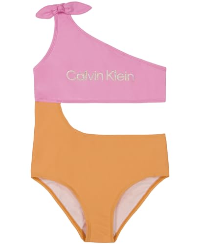 Image of Calvin Klein Girls' One-Piece and Two-Piece Bikini Swimsuits with UPF 50+ Sun Protection, Quick Drying Bathing Suit