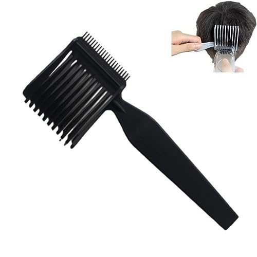 Peines profesionales de peluquería para corte de pelo, resistente al calor, peine plano ergonómico curvado, diseño degradado, peine de corte para peluquería (negro)
