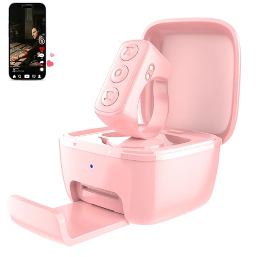 3-Link TikTok Scrolling Ring Plus Version, Remote Control for TikTok/YouTube Shorts/Instagram Reels, Bluetooth Page Turner for iPad/Kindle App/iPhone/Android (Pink)