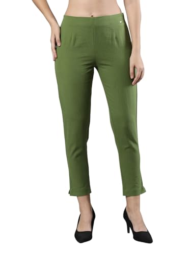 Image of Femmora Comfortable Fit Solid Straight Pant, Breathable Cotton Fabric with Side Zip Button Closure, for Women, Pack of 1