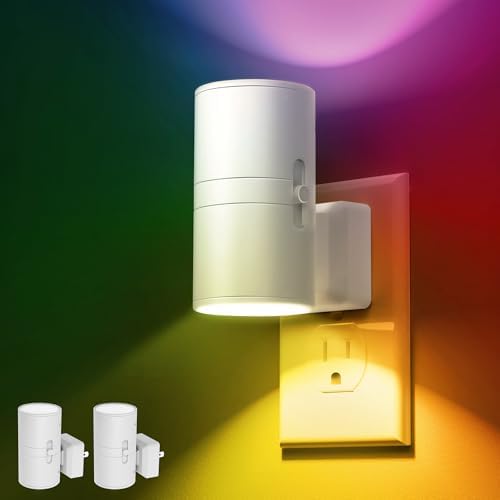 L LOHAS LED Night Light, Night Lights Plug into Wall, Color Changing Nightlight RGB with Light Sensor, Home Decor for Gifts Holiday, Hallway Bedroom Kids Room, Christmas Halloween, 2 Pack