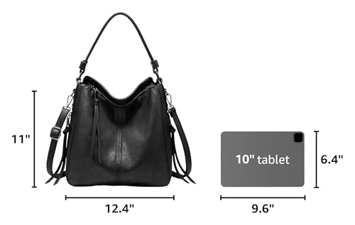 Image of Realer Hobo Crossbody Bags for Women Designer Faux Leather Hobo Handbags Retro Large Size Shoulder Bag Bucket Purse
