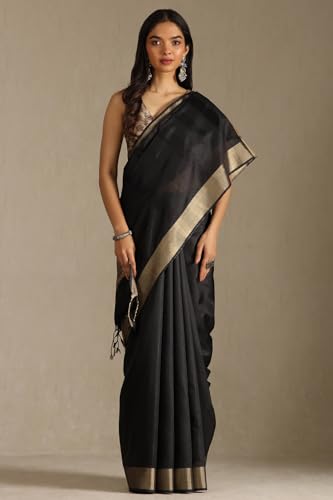 Image of Soch Womens Tussar Solid Saree