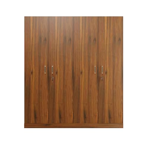 Image of VIKI Wardrobe | Wooden Almirah for Clothes,Door for Bedroom, 4 Door Wardrobe with Shelves & Hanging Space (Brussel Walnut - 40D x 160W x 180H) | 1 Year Warranty | Free Assembly