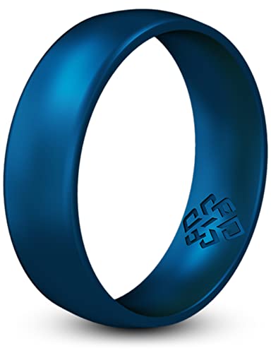 Knot Theory COMFORTFIT-4MM-METALLICDARKBLUE-09 Metal Dark Blue Silicone Ring For Women Men - Breathable Comfort Fit 4Mm Wedding Band Size 9 Semptember Sapphire Birthstone cover