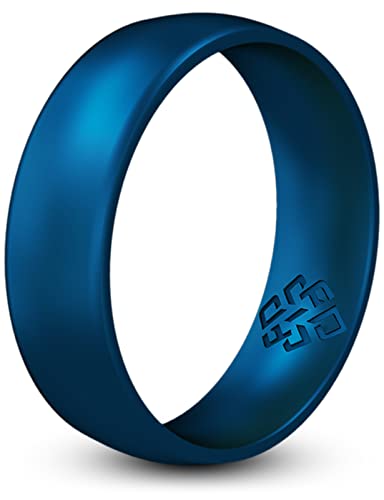 Knot Theory Metal Dark Blue Silicone Ring for Women Men