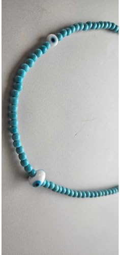 MITH SB TAKI, Paslanmaz Çelik, Nazar Boncuklu Charm Kolye, Unisex, Mavi, 40+5cm Zincir Uzunluğu, El Yapımı - Görsel 2