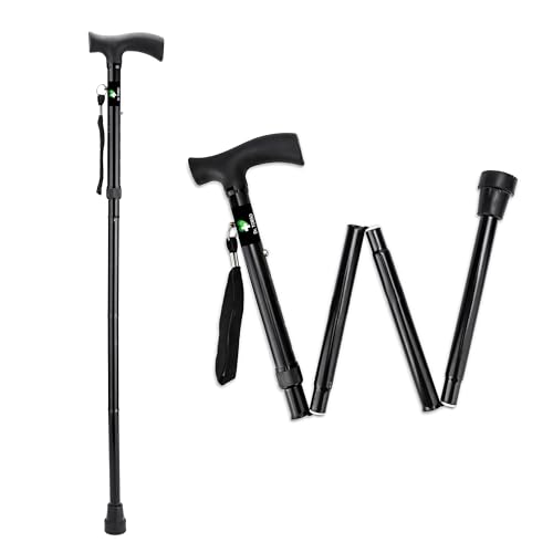 Image of Black Edition Premium Walking Stick with Adjustible Height, Sturdy Steel Body for Men /Women, Patients, Old People (Foldable)