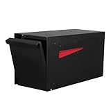 Ilyapa Indestructible Heavy Duty Modern Mailboxes for Outside Post Mount - 21x10x 8 Inch Large Mailbox, Black Heavy Gauge Metal Mail Box - Mail Boxes for House Outside, Rural, Residential or Curbside