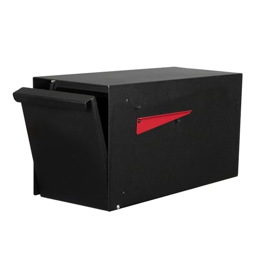 Ilyapa Heavy Duty Metal Mailbox, 21x10x8, Black, Post Mount