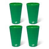 Silipint Silicone Pint Glass – Unbreakable BPA-Free Reusable Silicone Drinking Cup – Flexible Dishwasher Microwave & Freezer Safe – Stemless Glass for Water (Classic Green, 16oz - Pack of 4)