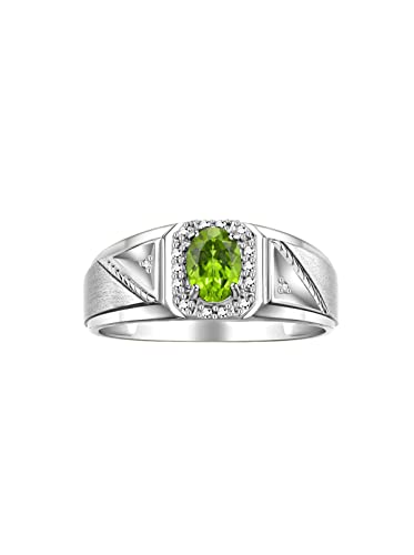 Rylos Simply Elegant Beautiful Peridot & Diamond Ring - August Birthstone* #TOP23
