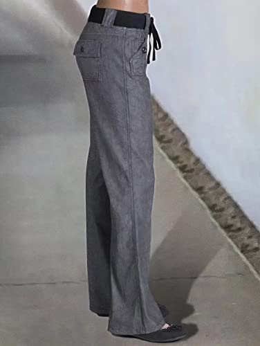 Flamingals Low Rise Cargo Wide Leg Pants for Women Drawstring Flap Pockets Y2K Bow Tie Casual Flare Pants2