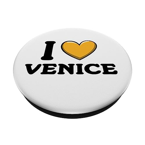 I Love Heart Venice Italy PopSockets Swappable PopGrip, Black - Image 2