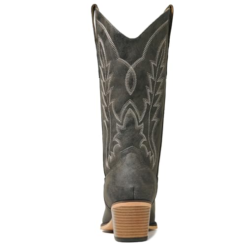 Image of Cowboy Boots for Women, Chunky Heel Western Boot | Mid-calf cowgirl boots with all-day comfort, ideal for daily outfits, country music festivals and western themed occasions