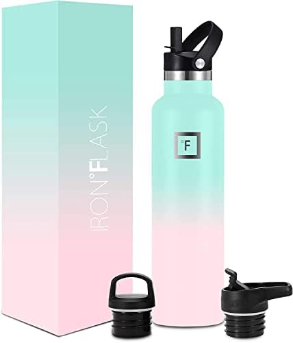 IRON °FLASK Sports Water Bottle - 945 ml, 3 Lids (Straw Lid), Vacuum Insulated Stainless Steel, Hot Cold, Double Walled, Thermo Mug, Standard Metal Canteen