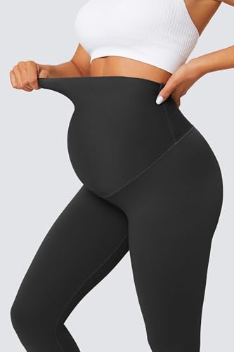 BAYDI Nudi Blickdichte Umstandsleggings High Waist Umstandshose Damen Schwangerschaft Leggings Lang Stretch Schwangere Hose