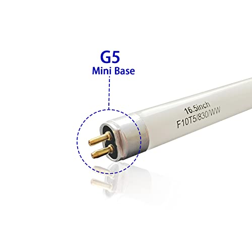 16" F10T5/830/L Fluorescent Light Bulb Replacement For Jasco,Philips,Linear T5 10W 3000K Warm White Bulbs,G5 Miniature Bipin Base,(6 Pack) #TOP3