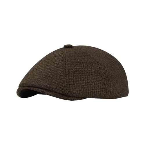 Men's Wool Blend Newsboy Cap Adjustable Gatsby Ivy Newsies Cabbie Hat Classic 8 Panel Tweed Flat Winter Hat