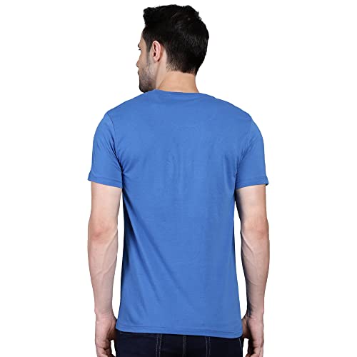 Image of Free Authority Black Panther Printed Regular Fit Blue Cotton Men's T-Shirt