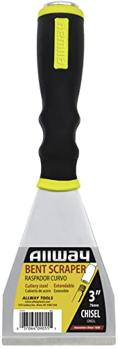 Image of ALLWAY BS3 Soft-Grip Bent Scraper, 3 inch | Heavy Duty, Extendable with Pole Socket, Hammer End