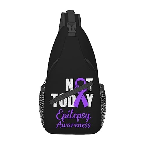 SEAEAGLE Not Today Epilepsy Awareness Ribbon Sling Backpack Travel Crossbody Casual Chest Shoulder Bag Fashion Fanny Pack