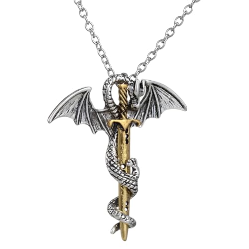 Collier d'épée de dragon pour homme en argent, pendentif katana 925