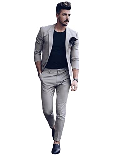 Men's Single Breasted Suit Modern Fit Two Pieces for Shopping Travel Set