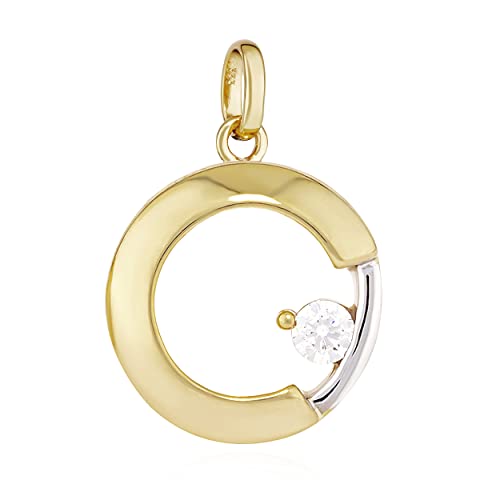 Pendentif bicolore cercle 333 or jaune NKlaus 14mm le cadeau idéal avec zircon
