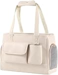 Carrier de chien Purse, mode en cuir Pet Carrier Bag, Airline approuvé Soft Sided Cat sac de voyage avec des poches blanc