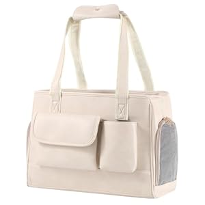 Dog Carrier Purse, Fashion Leather Pet Carrier Bag, Airline Approved Soft Sided Cat Travel Tote Bag with Pockets White