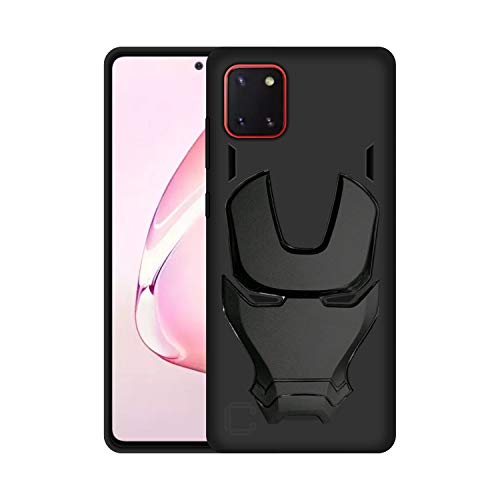 Image of COVERLY Official 3D Touch Feel Trending Marvel Avengers Logo Mask Soft Rugged Grip Silicone Iron Man Super Power Cartoon Movie Engraved Silicone Matte Back Cover for Xiaomi Poco C3 -Black