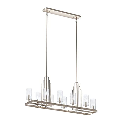 Kichler Kimrose™ 10 Light Linear Chandelier With Clear Fluted Glass In Polished Nickel And Satin Nickel #TOP22