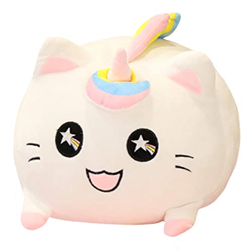 ELAINREN Cute Cat Unicorn Stuffed Kitten Animal Pillow Super Soft Caticorn Shape Plush Sleeping Pillow Fluffy Kitty Unicorn Plushie Decor Gifts for Unicorn Parties,15.7''