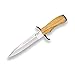 Joker Cuchillo de Caza Chamoís CO32, con puño de Olivo y Hoja MOVA de 18 cm, Funda de Cuero marrón, cruceta INOX, Herramienta de Pesca, Caza, Camping y Senderismo