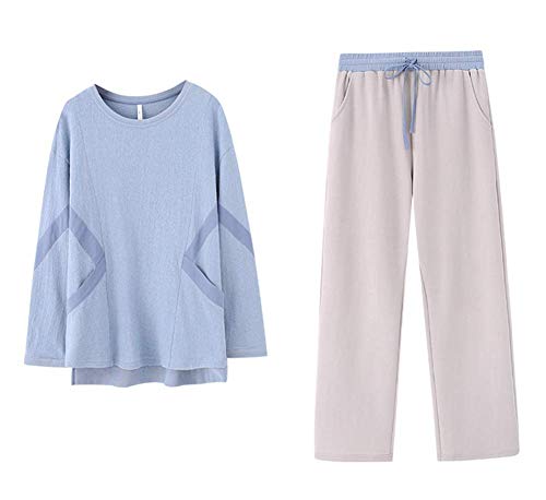 OCCIENTEC Pyjama für Damen Langarm Damen Schlafanzug Zweiteiliger Nachtwäsche Sport-Pyjama Lässiger Pyjama Pyjamas für Frauen M-L Cover