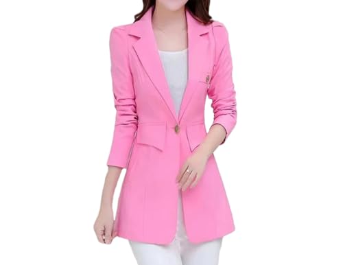 Women Solid Single Button Blazer Long Sleeve Notched Lapel Slim Business Office Work Jackets