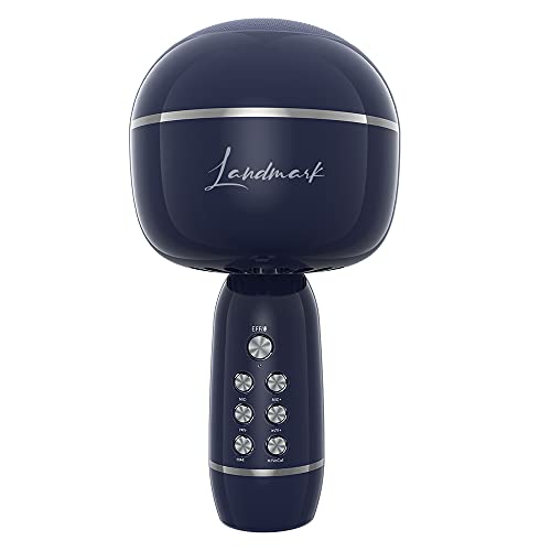 Image of LANDMARK LM BT1087 Chorus Handheld Wireless Singing Mic Multi-Function Bluetooth Karaoke Mic with Microphone Speaker, 6Hrs Playtime, Supports Micro Pin, TF Card & USB for All Smart Phones - Blue