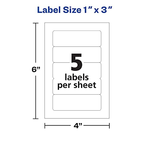 Avery 166223 Laser/Inkjet Multipurpose Labels 1-Inch X 3-Inch White 5 Labels/Sheet #TOP5