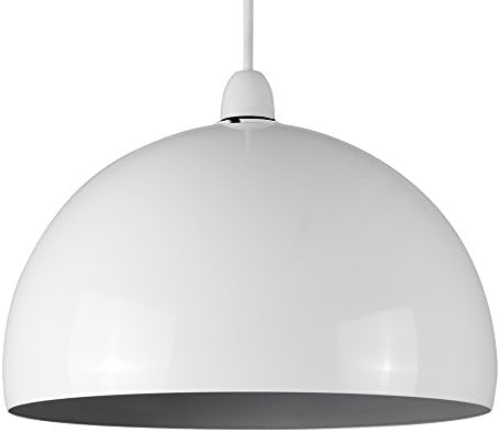MiniSun | Modern Gloss White & Grey Metal Dome Ceiling Pendant Light Shade | Pendant Lights, Home Décor & Improvement Essential | 29.5cm Shade Width