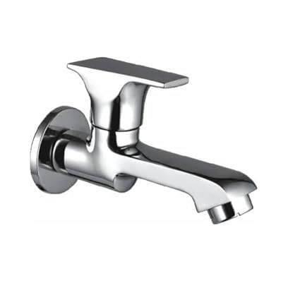 King Sanitation Bib Cock Long Body Brass Faucet Wall Mounted Bib Tap for Bathrooms, Washing Areas, Gardens Faucet with Chrome Finish
